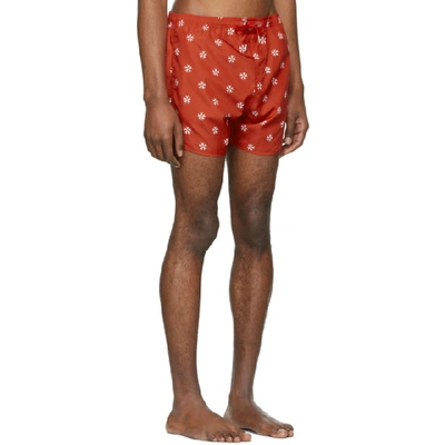 Shop Neil Barrett Red And White Pattern Swim Shorts In 2019redwht
