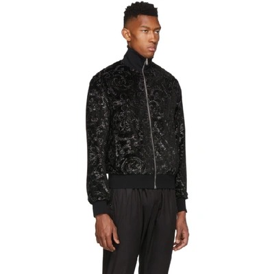 Shop Versace Black Lurex Brocade Sweater In A48v Black