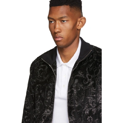 Shop Versace Black Lurex Brocade Sweater In A48v Black