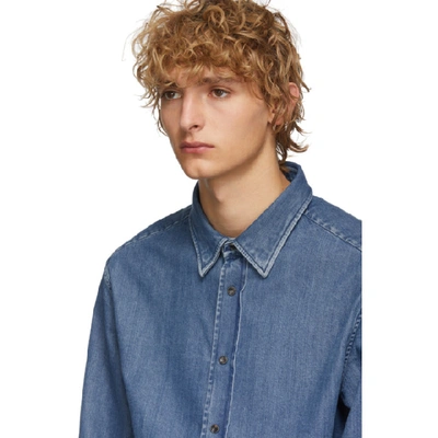 Shop Brioni Blue Denim Regular Shirt In 4800 Lt Blu
