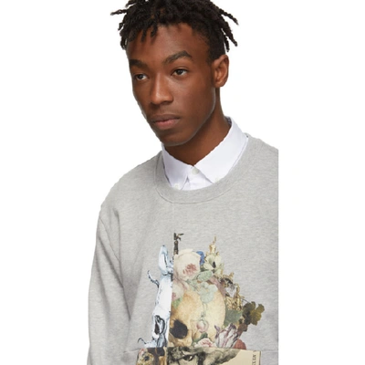 Shop Alexander Mcqueen Grey Patchwork Skull Sweatshirt In 0902 Plgrey