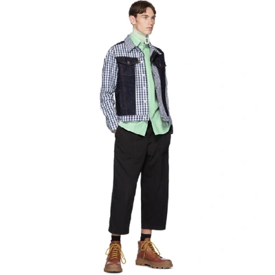 Shop Jw Anderson Indigo Denim Gingham Patchwork Jacket In 870 Indigo