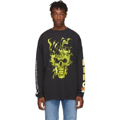 Shop Heron Preston Black Oversized Skull Long Sleeve T-shirt In 0488 Blkmul