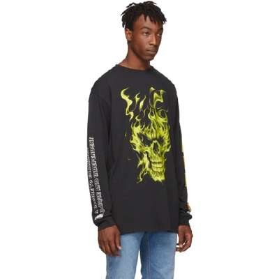 Shop Heron Preston Black Oversized Skull Long Sleeve T-shirt In 0488 Blkmul