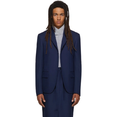 Shop Random Identities Navy Buttonless Blazer