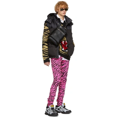 Shop Gucci Black & Gold Jacquard Tiger Sweater