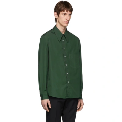 Shop Lemaire Green Poplin Large Collar Shirt In 637 Clover