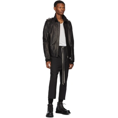 Shop Rick Owens Black Drawstring Astaires Cropped Trousers In 09 Black