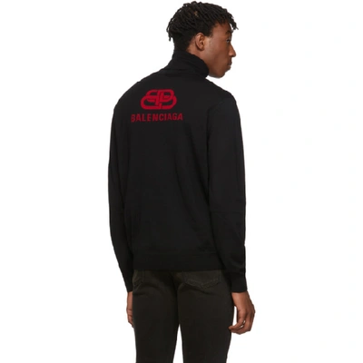 Shop Balenciaga Black And Red Fine Wool Turtleneck In 1074 Blkred