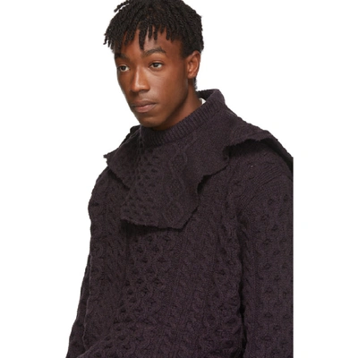 Shop Raf Simons Purple Virgin Wool Aran Knit Sweater In 00055 Dkaub