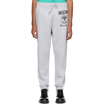 Shop Moschino Grey Double Question Mark Lounge Pants In 1485 Grey
