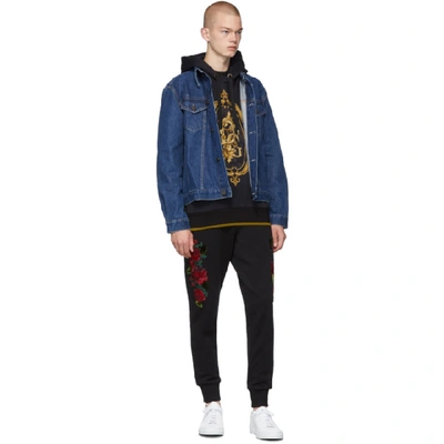 Shop Dolce & Gabbana Dolce And Gabbana Black Sacro Logo Hoodie In Hnii4 Black