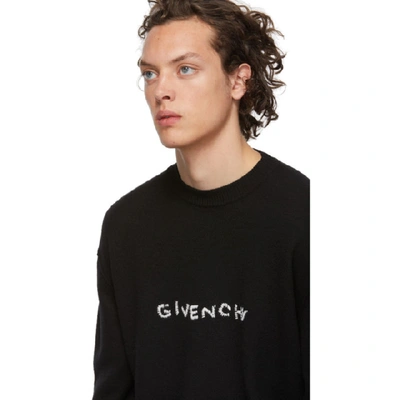 Shop Givenchy Black Stitch Logo Sweater In 001 Black