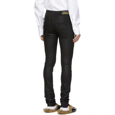 Shop Gucci Black Coated Skinny Jeans In 1000 Black