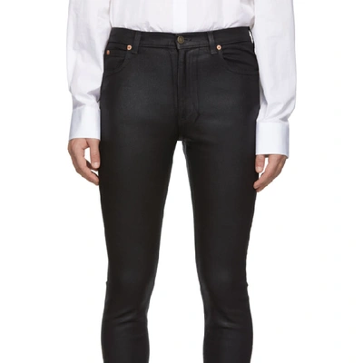 Shop Gucci Black Coated Skinny Jeans In 1000 Black