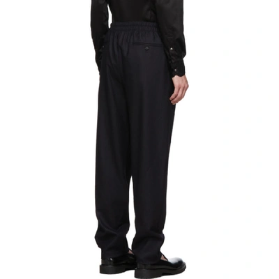 Shop Giorgio Armani Navy Pleated Trousers