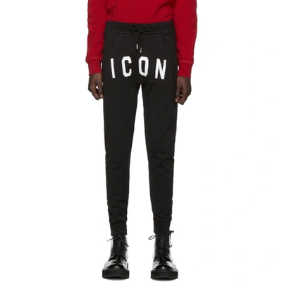 Shop Dsquared2 Black Icon Sweatpants In 968 Blkwht