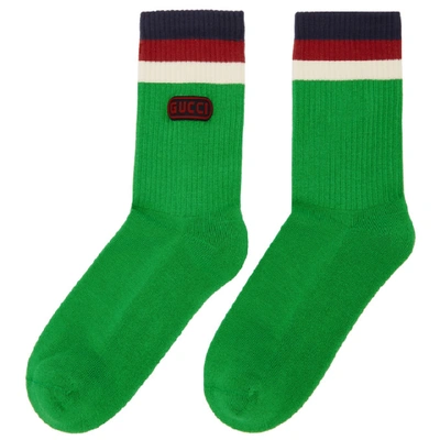 Shop Gucci Green Logo Socks In 3700 Green