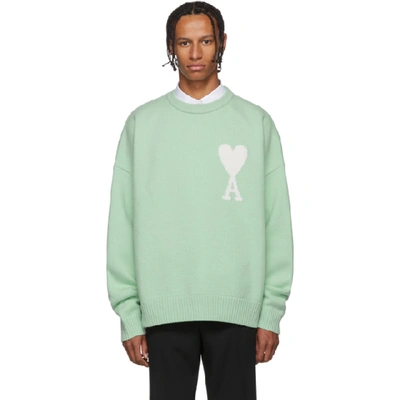 Shop Ami Alexandre Mattiussi Green Oversized Ami De Coeur Sweater