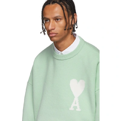 Shop Ami Alexandre Mattiussi Green Oversized Ami De Coeur Sweater