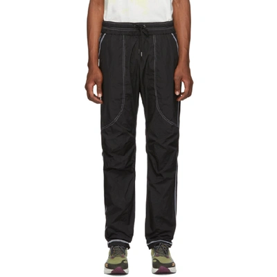 Shop John Elliott Black High Shrunk Nylon Trenton Lounge Pants In Blackyelow