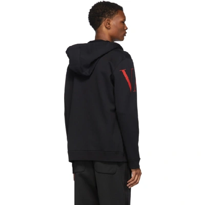 Shop Valentino Black And Red Logo Hoodie In 0nrnero/ro