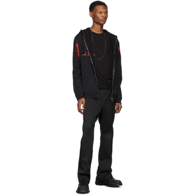 Shop Valentino Black And Red Logo Hoodie In 0nrnero/ro