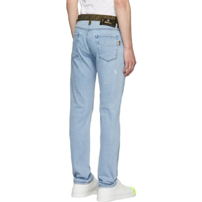 Shop Fendi Blue 'forever ' Belt Jeans In F0qg0 Wshed