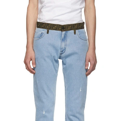 Shop Fendi Blue 'forever ' Belt Jeans In F0qg0 Wshed