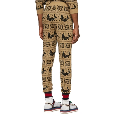 Shop Gucci Brown All Over Jacquard Lounge Pants In 2603 Camel
