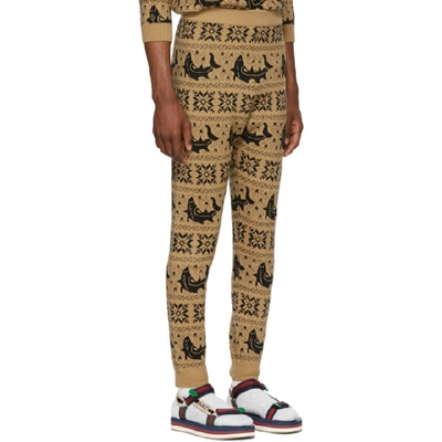 Shop Gucci Brown All Over Jacquard Lounge Pants In 2603 Camel