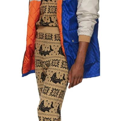 Shop Gucci Brown All Over Jacquard Lounge Pants In 2603 Camel