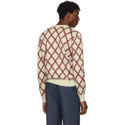 Shop Gucci Off-white Wool V-neck Sweater In 9133 Milkmu