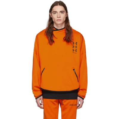 Shop Palm Angels Orange Under Armour Edition Loose Hoodie In 1910porgblk