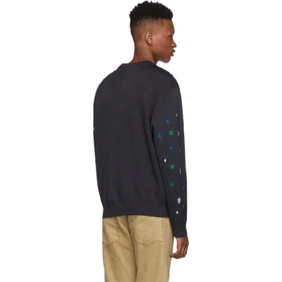 Shop Opening Ceremony Navy Flowers Sweater In 4605 Navymu