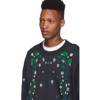 Shop Opening Ceremony Navy Flowers Sweater In 4605 Navymu