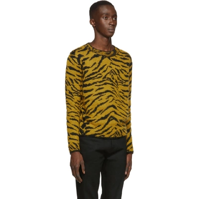 Shop Saint Laurent Yellow Zebra Sweater In Yellow/black