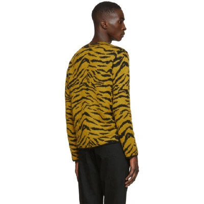 Shop Saint Laurent Yellow Zebra Sweater In Yellow/black