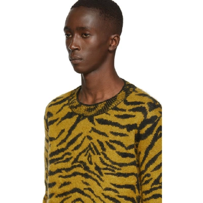 Shop Saint Laurent Yellow Zebra Sweater In Yellow/black