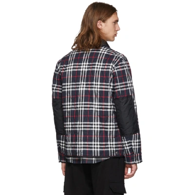 Shop Burberry Navy Quilted Check Jacket In Navy Ip Che