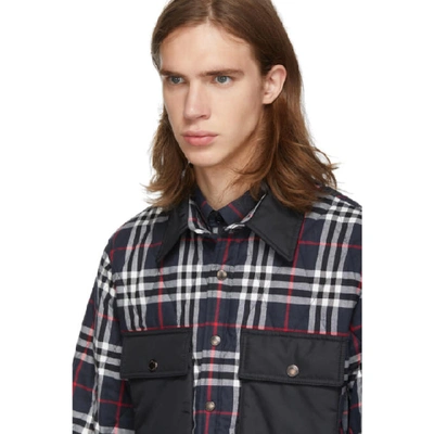 Shop Burberry Navy Quilted Check Jacket In Navy Ip Che