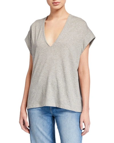 Shop Frame Le Mid Rise V-neck Tee In Gray Pattern