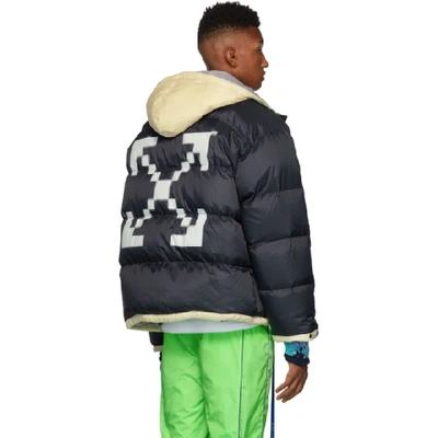 Shop Off-white Navy And  Down Scaffolding Zipped Puffer Jacket In 3201 Dkblwh