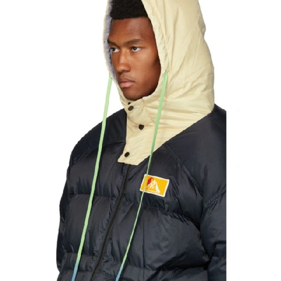 Shop Off-white Navy And  Down Scaffolding Zipped Puffer Jacket In 3201 Dkblwh