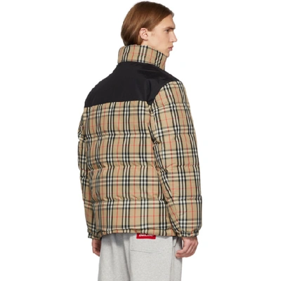 Shop Burberry Reversible Beige Down Ip Check Jacket