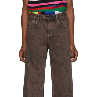 Shop Marni Brown Over-dyed Bleached Jeans In 00m71 Brown