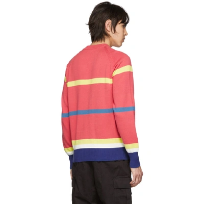 AIMÉ LEON DORE AIME LEON DORE PINK STRIPED MONOGRAM CREWNECK SWEATER 