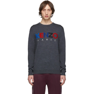 Shop Kenzo Grey Wool  Paris Sweater In 98 Anthraci