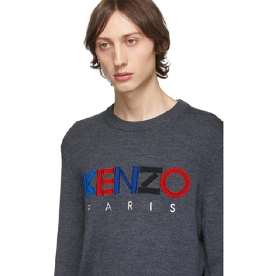 Shop Kenzo Grey Wool  Paris Sweater In 98 Anthraci
