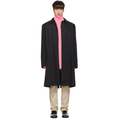 Shop Balenciaga Navy Cotton Twill Car Coat In 8065 Navy